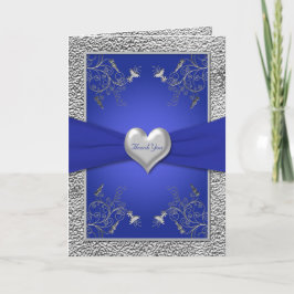 Cobalt Blauwe en Tin Hart Bedankkaart
