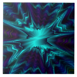 Cobalt Blauwe Fractal Tegel Tegeltje