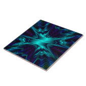 Cobalt Blauwe Fractal Tegel Tegeltje (Zijkant)