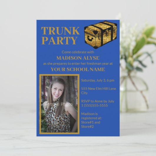 Cobalt Blauwe Koffer Universiteit Studentenhuis Fe Kaart (Staand voorkant)