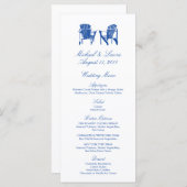 Cobalt Blue Adirondack Strandstoelen Trouwmenu Menu (Voorkant / Achterkant)