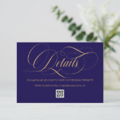 Cobalt Blue and Gold Simple Wedding Informatiekaartje (Staand voorkant)