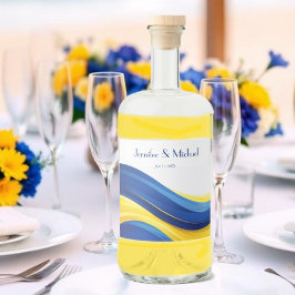 Cobalt Blue and Lemon Yellow Modern Wedding Likeurfles Etiket
