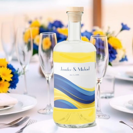 Cobalt Blue and Lemon Yellow Modern Wedding Likeurfles Etiket