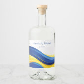 Cobalt Blue and Lemon Yellow Modern Wedding Likeurfles Etiket (Voorkant)