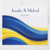 Cobalt Blue and Lemon Yellow Modern Wedding Sparkling Wijnetiket (Enkel label)