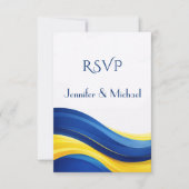 Cobalt Blue and Lemon Yellow RSVP Wedding  Kaartje (Voorkant)