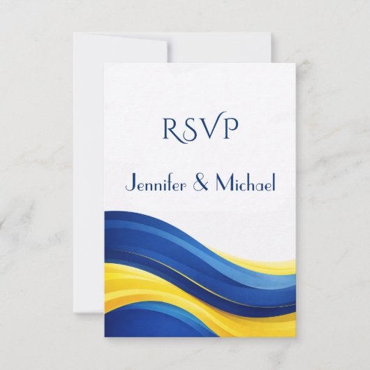 Cobalt Blue and Lemon Yellow RSVP Wedding  Kaartje (Voorkant)
