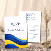 Cobalt Blue and Lemon Yellow RSVP Wedding  Kaartje