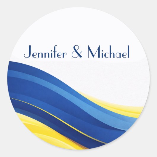 Cobalt Blue and Lemon Yellow Wedding  Ronde Sticker (Voorkant)