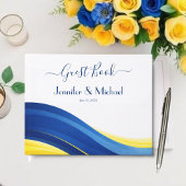Cobalt Blue and Yellow Modern Wedding Gastenboek