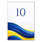 Cobalt Blue and Yellow Modern Wedding Table Number Kaart (Voorkant)