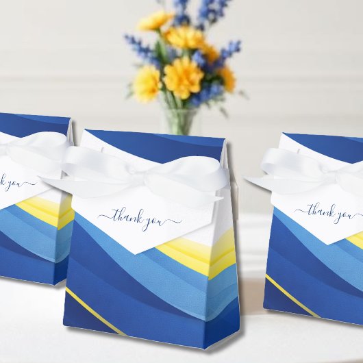 Cobalt Blue and Yellow Wedding Favor Boxes Bedankdoosjes
