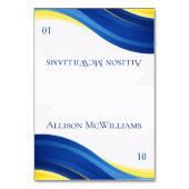 Cobalt Blue and Yellow Wedding Place Cards Kaart (Voorkant)
