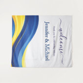 Cobalt Blue and Yellow Wedding Welcome Sign Wandkleed (Voorkant (horizontaal))