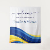 Cobalt Blue and Yellow Wedding Welcome Sign Wandkleed (Voorkant)