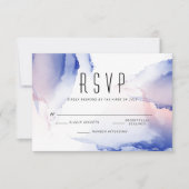 CObalt Blue Blush Roos Modern Fluid Ink RSVP Kaartje (Voorkant)