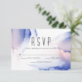 CObalt Blue Blush Roos Modern Fluid Ink RSVP Kaartje (Staand voorkant)
