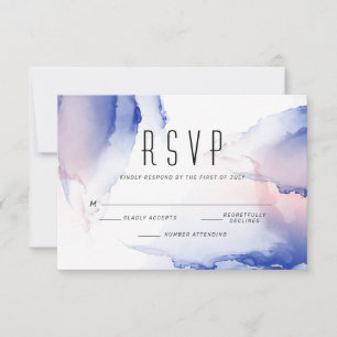 CObalt Blue Blush Roos Modern Fluid Ink RSVP Kaartje