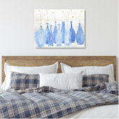 Cobalt Blue Bottles with Daisies Jars  Canvas Afdruk (Insitu (Slaapkamer))