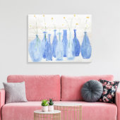 Cobalt Blue Bottles with Daisies Jars  Canvas Afdruk (Insitu (Woonkamer))