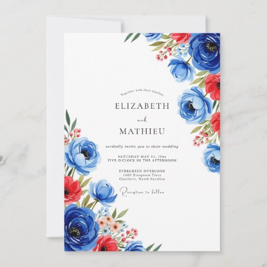 Cobalt Blue Charismatic Summer Wedding Kaart (Voorkant)
