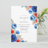 Cobalt Blue Charismatic Summer Wedding Kaart (Staand voorkant)