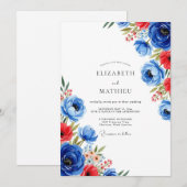 Cobalt Blue Charismatic Summer Wedding Kaart (Voorkant / Achterkant)