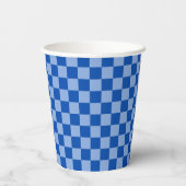 Cobalt Blue Checkerboard Papieren Bekers (Achterkant)