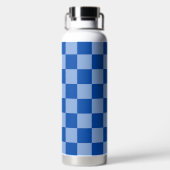 Cobalt Blue Checkerboard Waterfles (Achterkant)