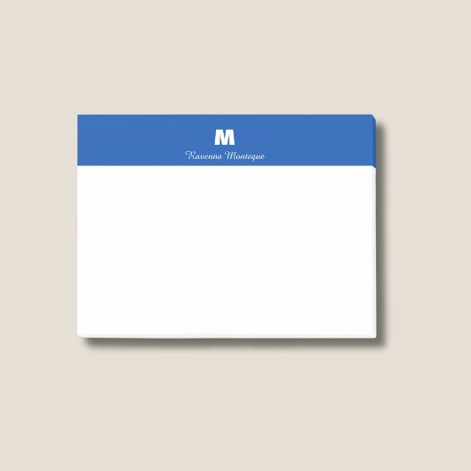 Cobalt Blue Chic Personalized Name Letter Monogram Post-it® Notes
