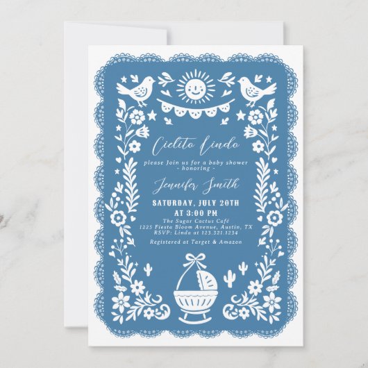 Cobalt Blue Cielito Lindo Baby shower Kaart (Voorkant)