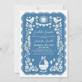 Cobalt Blue Cielito Lindo Baby shower Kaart