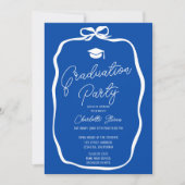 Cobalt Blue Coquette Bow photo graduation Kaart (Voorkant)