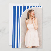 Cobalt Blue Coquette Bow photo graduation Kaart (Achterkant)