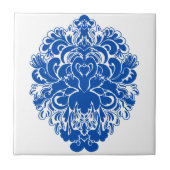 Cobalt Blue Damask Tegeltje (Voorkant)