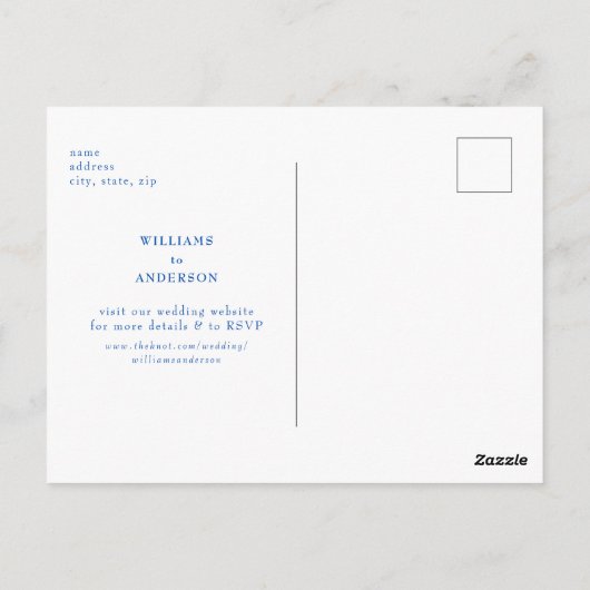 Cobalt Blue Eenvoudige bruiloft Save the Date Briefkaart (Achterkant)