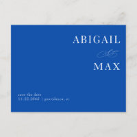 Cobalt Blue Eenvoudige bruiloft Save the Date