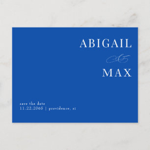 Cobalt Blue Eenvoudige bruiloft Save the Date Briefkaart