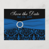 Cobalt Blue en Black Damask Sla de Date Kaart op (Voorkant)