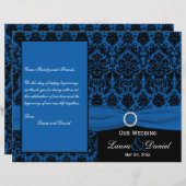 Cobalt Blue en Black Damask Wedding Programme (Voorkant / Achterkant)