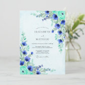 Cobalt Blue Ethereal Meadow Wedding Kaart (Staand voorkant)