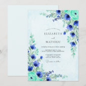 Cobalt Blue Ethereal Meadow Wedding Kaart (Voorkant / Achterkant)