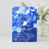 Cobalt blue floral elegant blue hydrangeas Wedding Kaart (Staand voorkant)