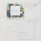 Cobalt Blue Floral Gold Frame Preserved Flower Vierkante Visitekaartje (Voorkant / Achterkant)
