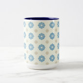 Cobalt Blue Floral Pattern Tweekleurige Koffiemok (Center)