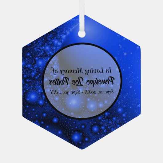 Cobalt Blue Fractal Memorial Suncatcher Glas Ornament (Achterkant)