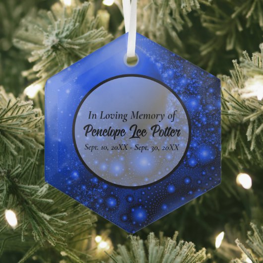 Cobalt Blue Fractal Memorial Suncatcher Glas Ornament (Insitu)