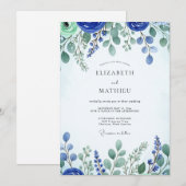 Cobalt Blue Fresh Spring Wedding Kaart (Voorkant / Achterkant)