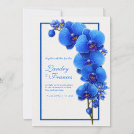 Cobalt Blue Gilded Orchid Wedding Kaart